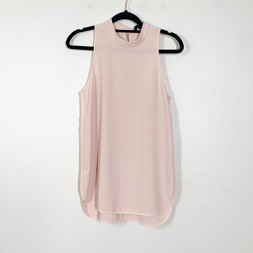Alexander Wang Light Peach Nude Sleeveless Top 0 Crepe Tank Back Keyhole Tie
